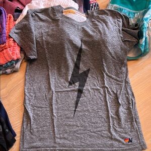 Gray T-Shirt with Black Lightning Bolt